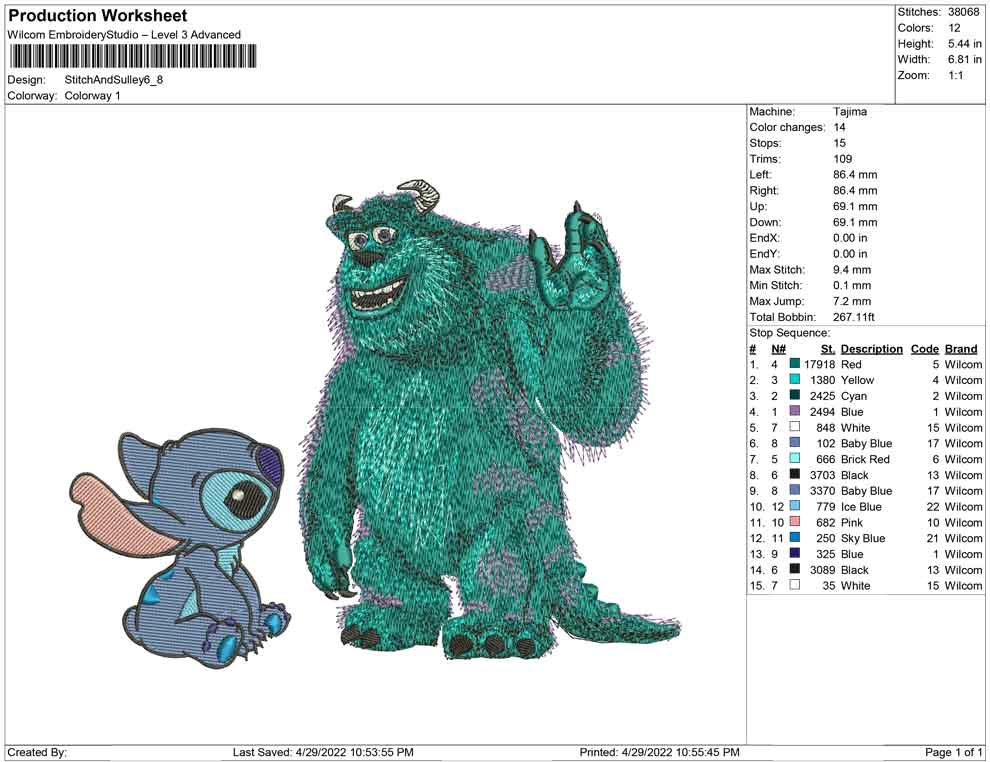 Stitch and Sulley