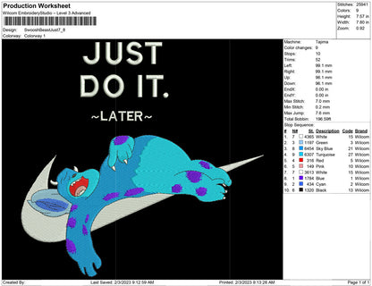 Swoosh Sulley sleep