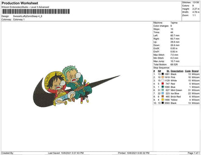 Swoosh Luffy and zorro sleeping