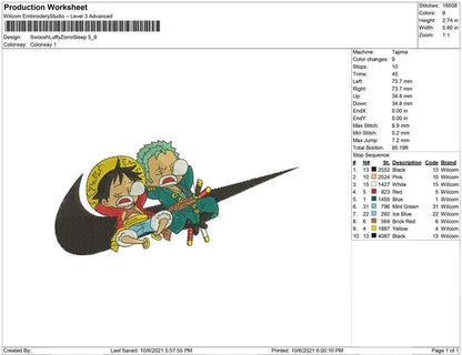 Swoosh Luffy and zorro sleeping
