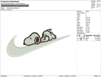 Swoosh Snoopy Sleep