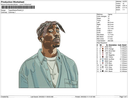 Tupac Shakur embroidery