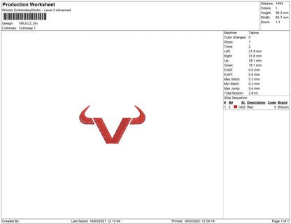 Vbull Embroidery Design