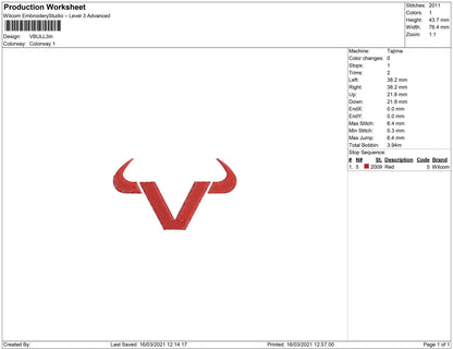 Vbull Embroidery Design