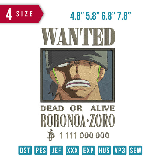 wanted Roronoa Zoro Poster
