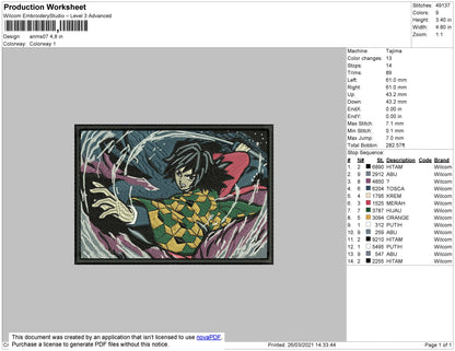 Anime 07 Rectangle Embroidery File 4 size