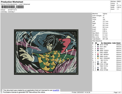 Anime 07 Rectangle Embroidery File 4 size