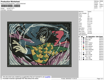 Anime 07 Rectangle Embroidery File 4 size