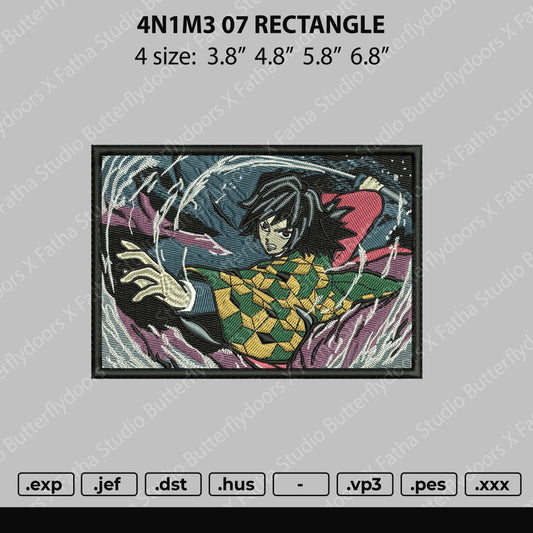 Anime 07 Rectangle Embroidery File 4 size