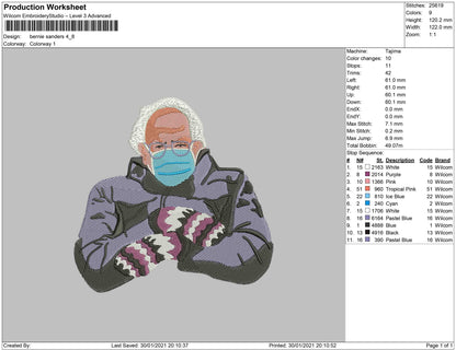 Bernie sander embroidery