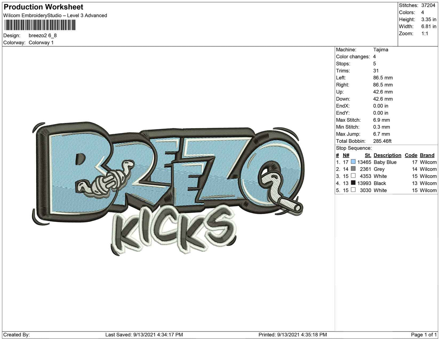 Dunkler Stoff mit Breezo-Logo