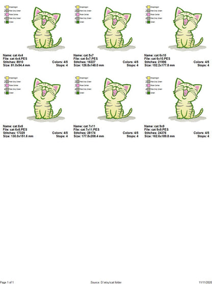 Cat embroidery design