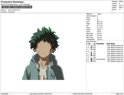 izuku midoria deku embroidery