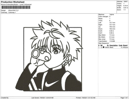 Killua drinking