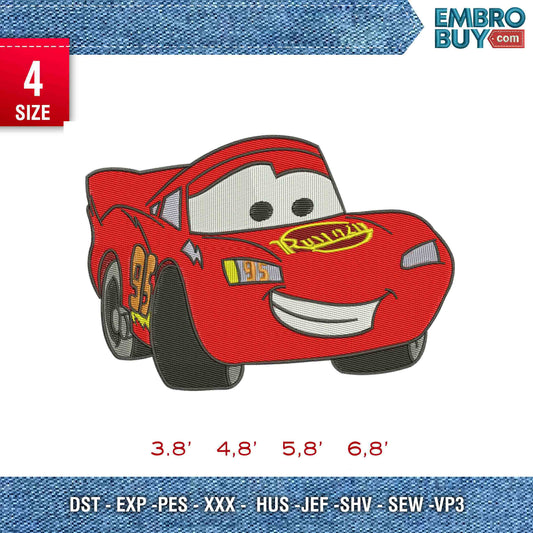 Red Car cartoon embroidery design