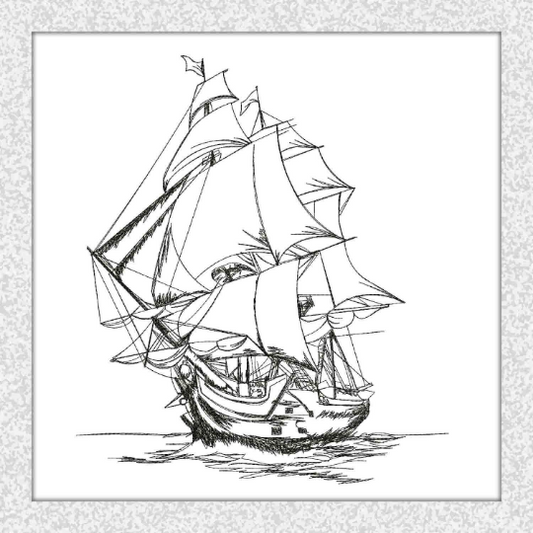 Ship Scribble embroidery