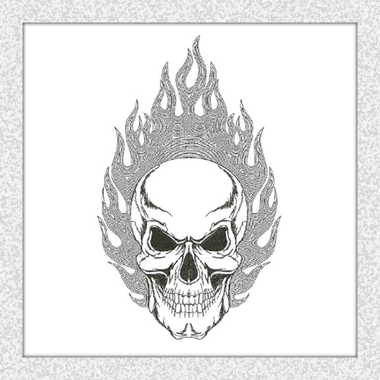 Skull with Flame Scribble