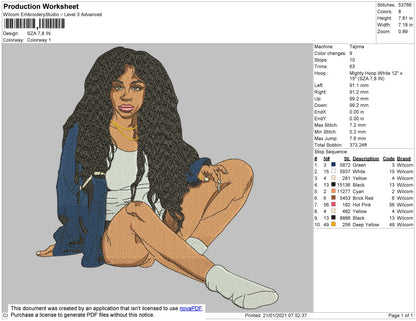 SZA Embroidery File 4 size For Big Size