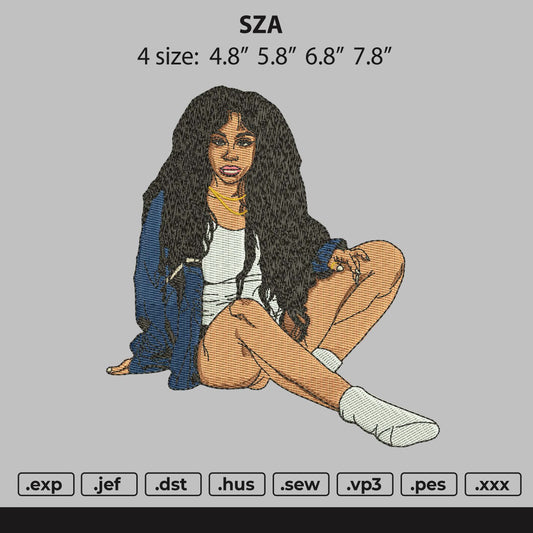 SZA Embroidery File 4 size For Big Size