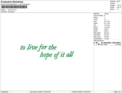 to life for the hope