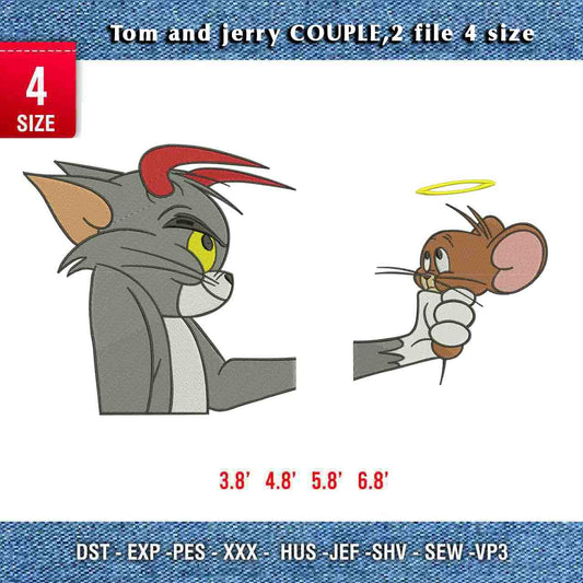 Tom und Jerry-Paar-Stickerei