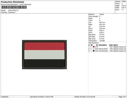 Yemen Flag embroidery