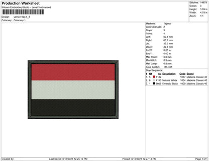 Yemen Flag embroidery
