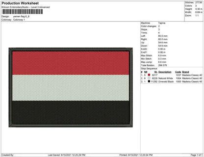 Yemen Flag embroidery